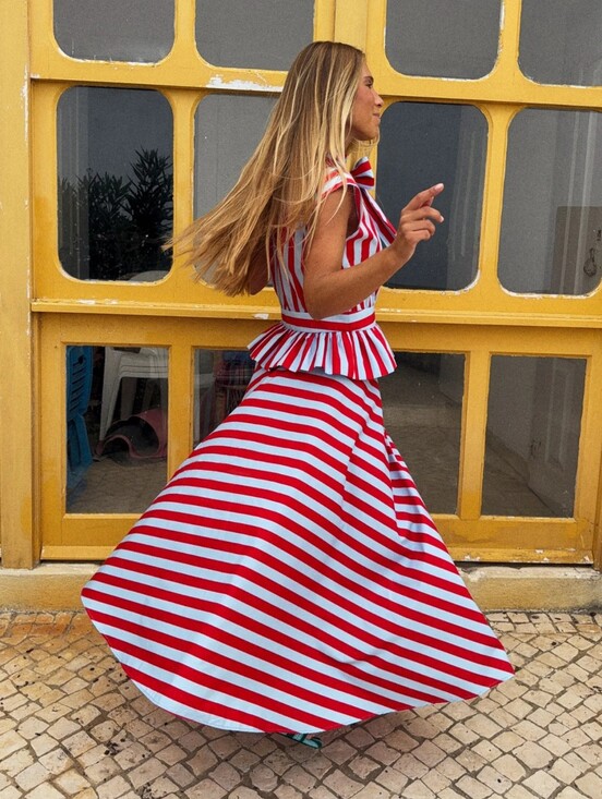 Zara Dresses & Skirts - ZARA STRIPED CAPE MIDI SKIRT